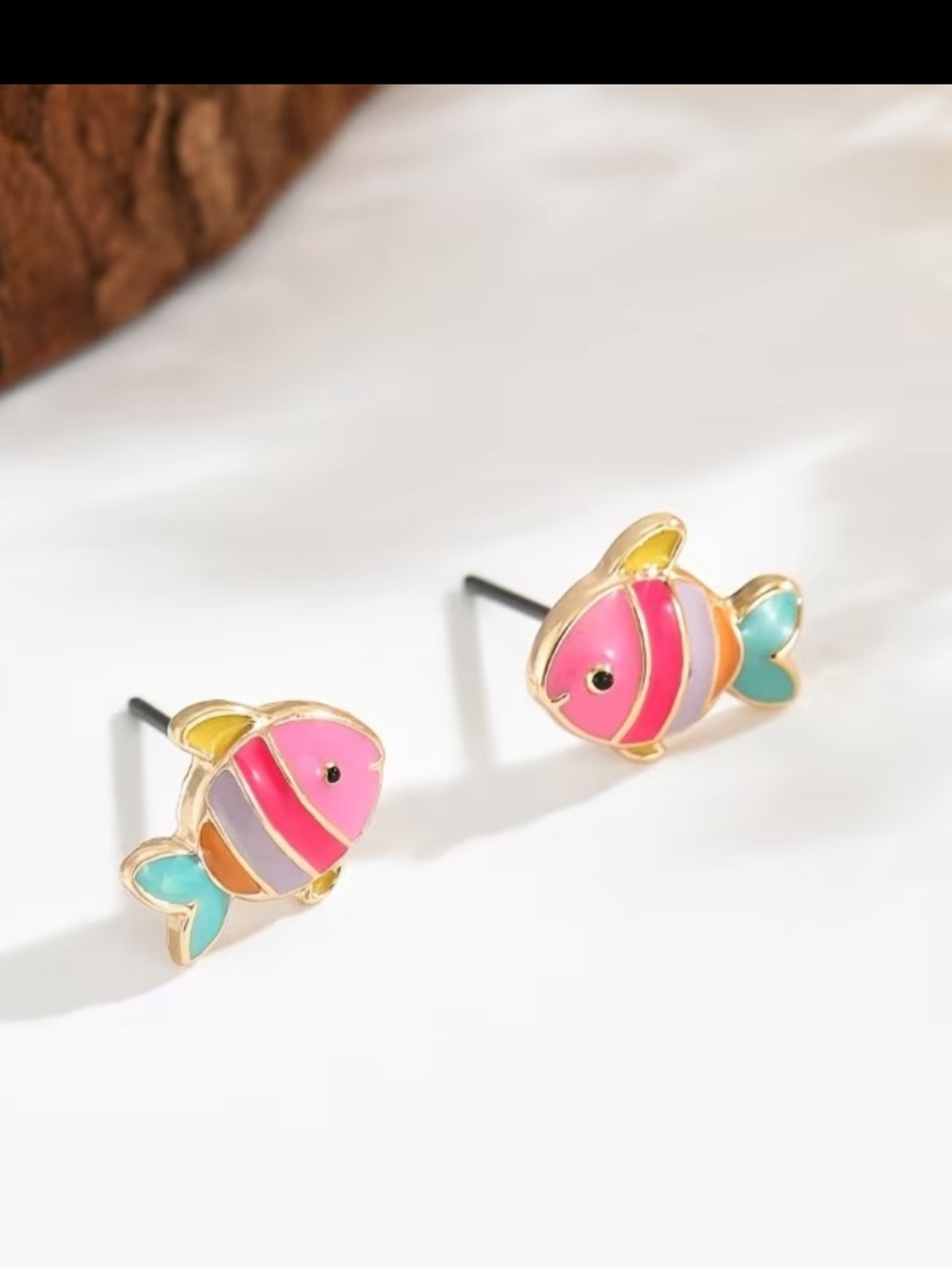Rainbow Fish Stud Earrings - Picture 3 of 3